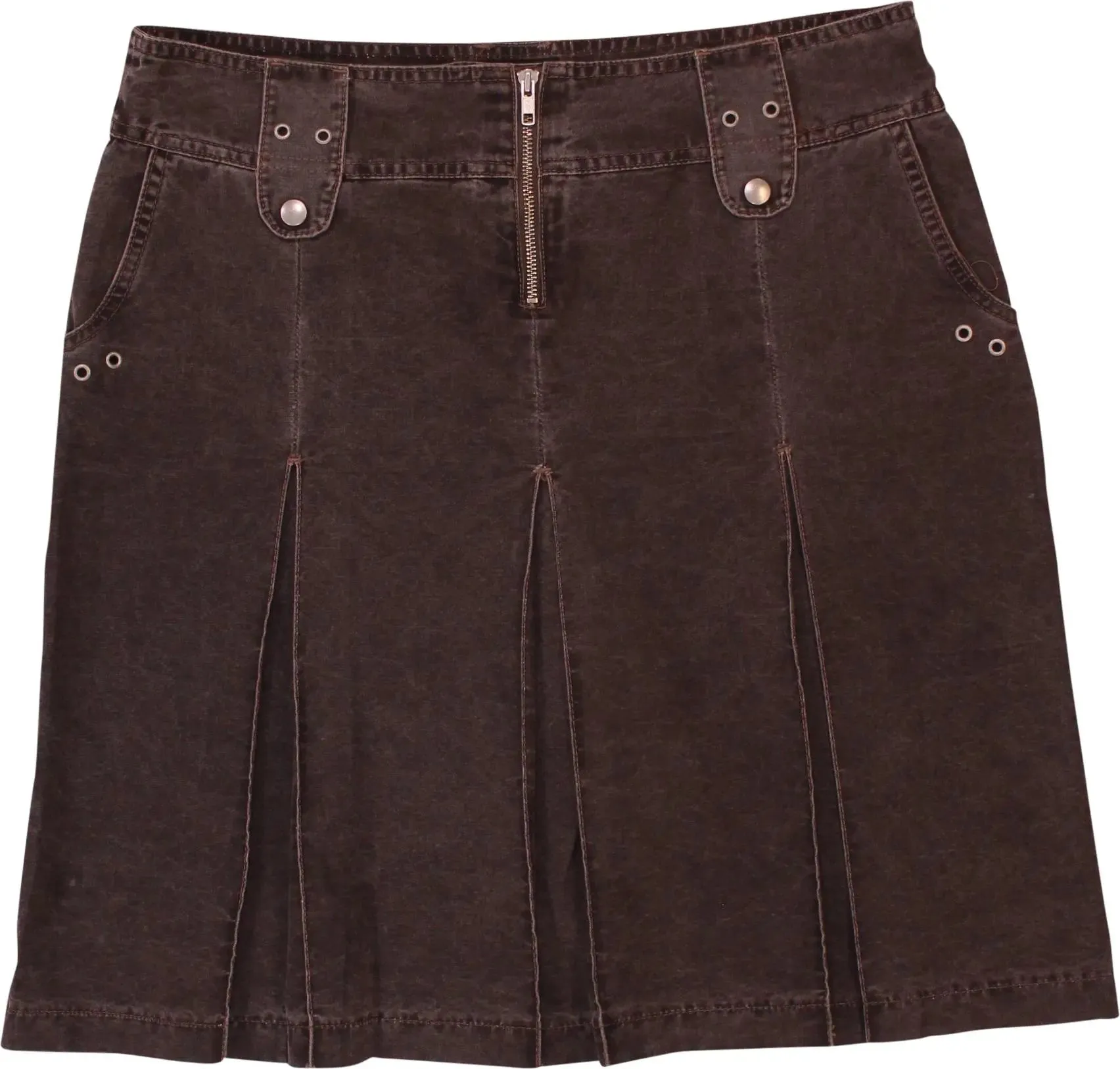 00s Brown Pleated Mini Skirt