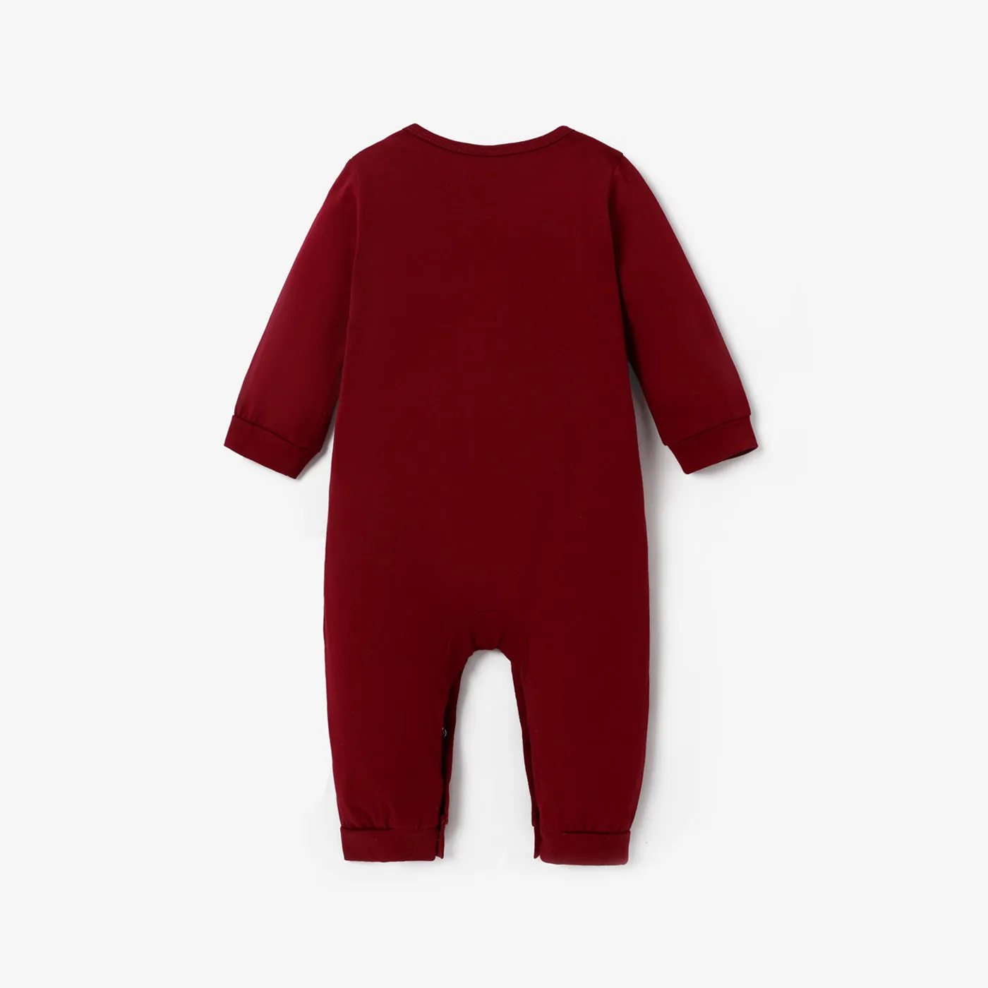 100% Cotton Letter and Heart Print Long-sleeve Gery Baby Jumpsuit