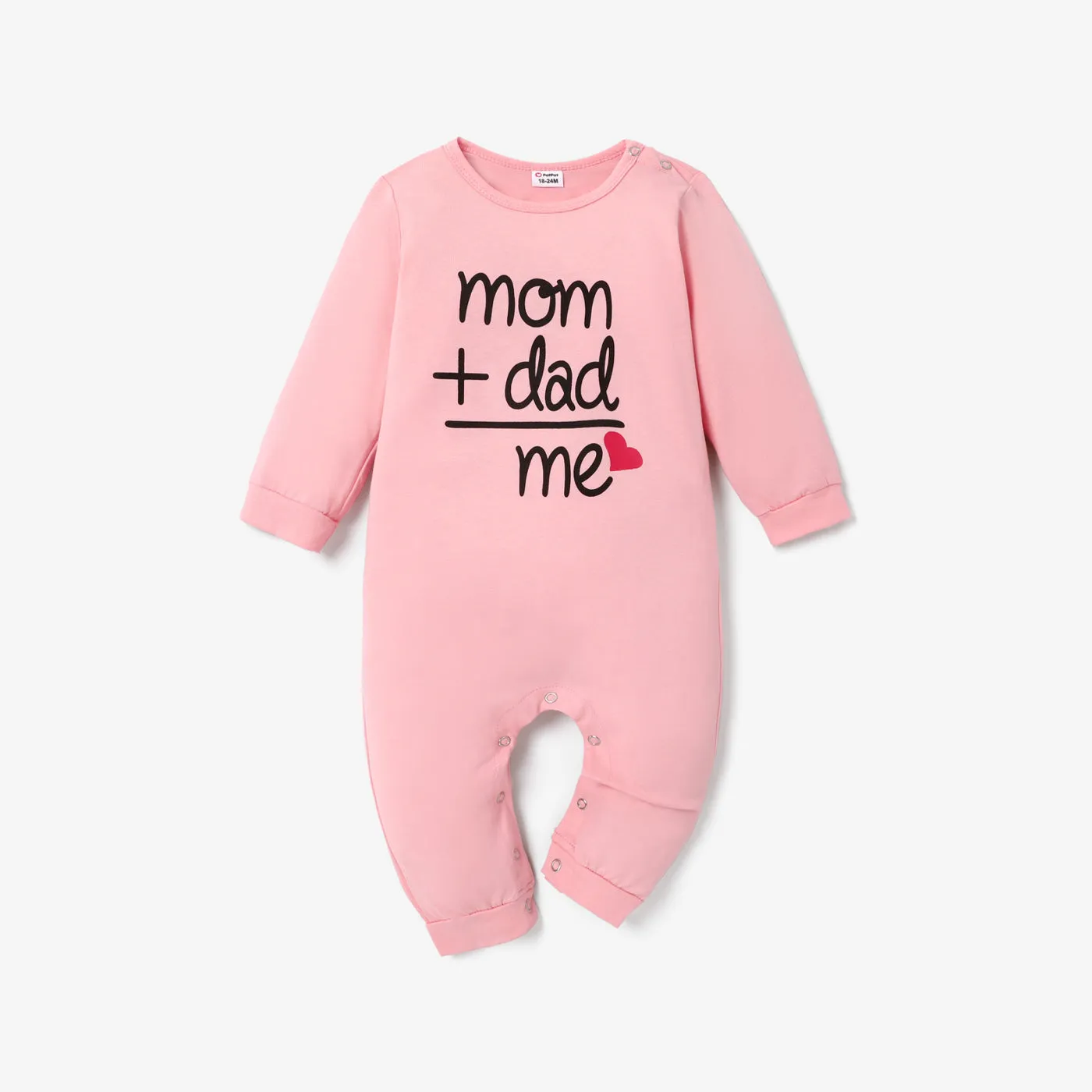 100% Cotton Letter and Heart Print Long-sleeve Gery Baby Jumpsuit