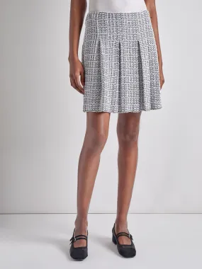 A-Line Pleated Tweed Knit Skirt
