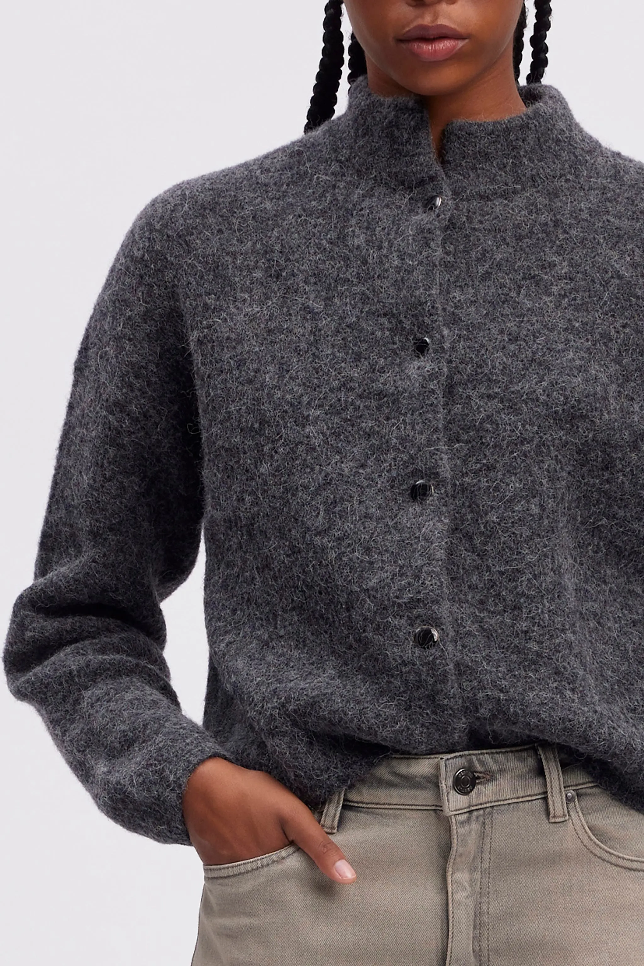 AlphaGZ Short Cardigan - Charcoal Melange