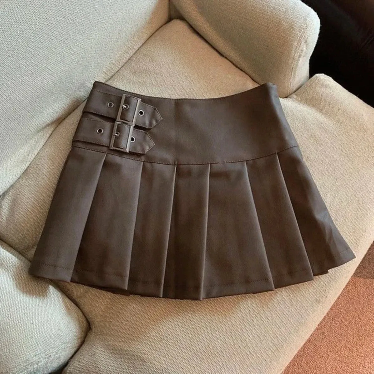 Alr™ Women's High-Waist Pleated Leather Mini Skirt