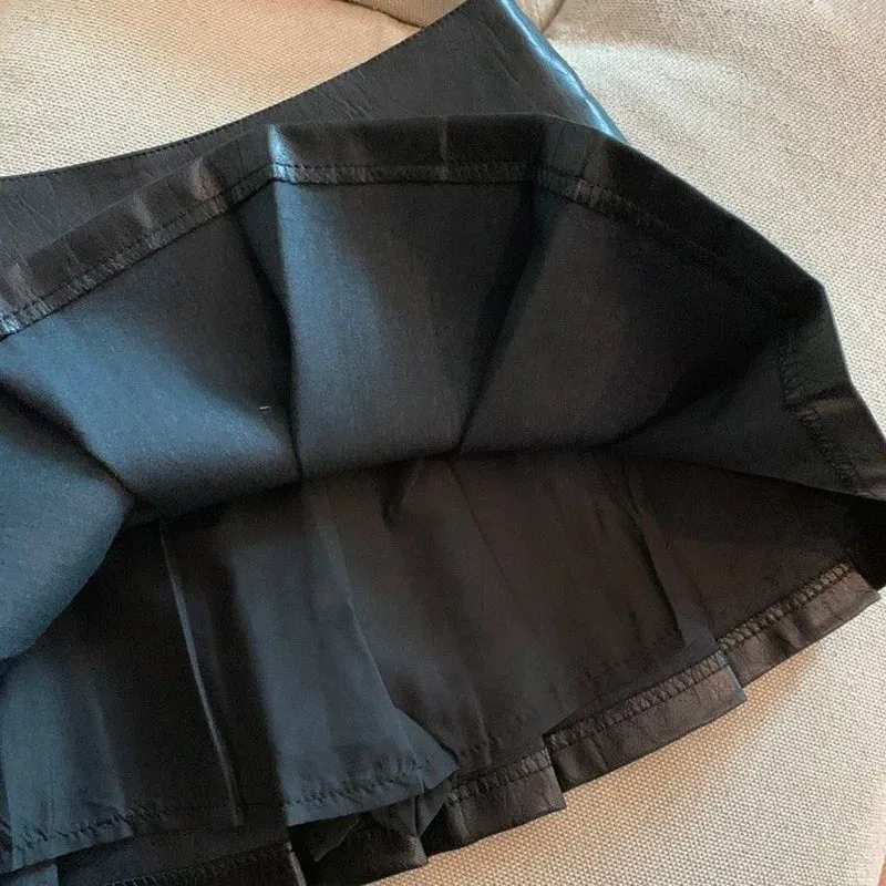 Alr™ Women's High-Waist Pleated Leather Mini Skirt
