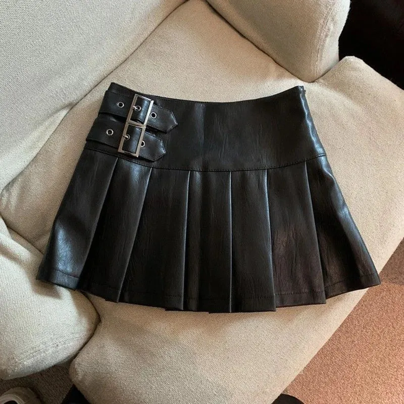 Alr™ Women's High-Waist Pleated Leather Mini Skirt