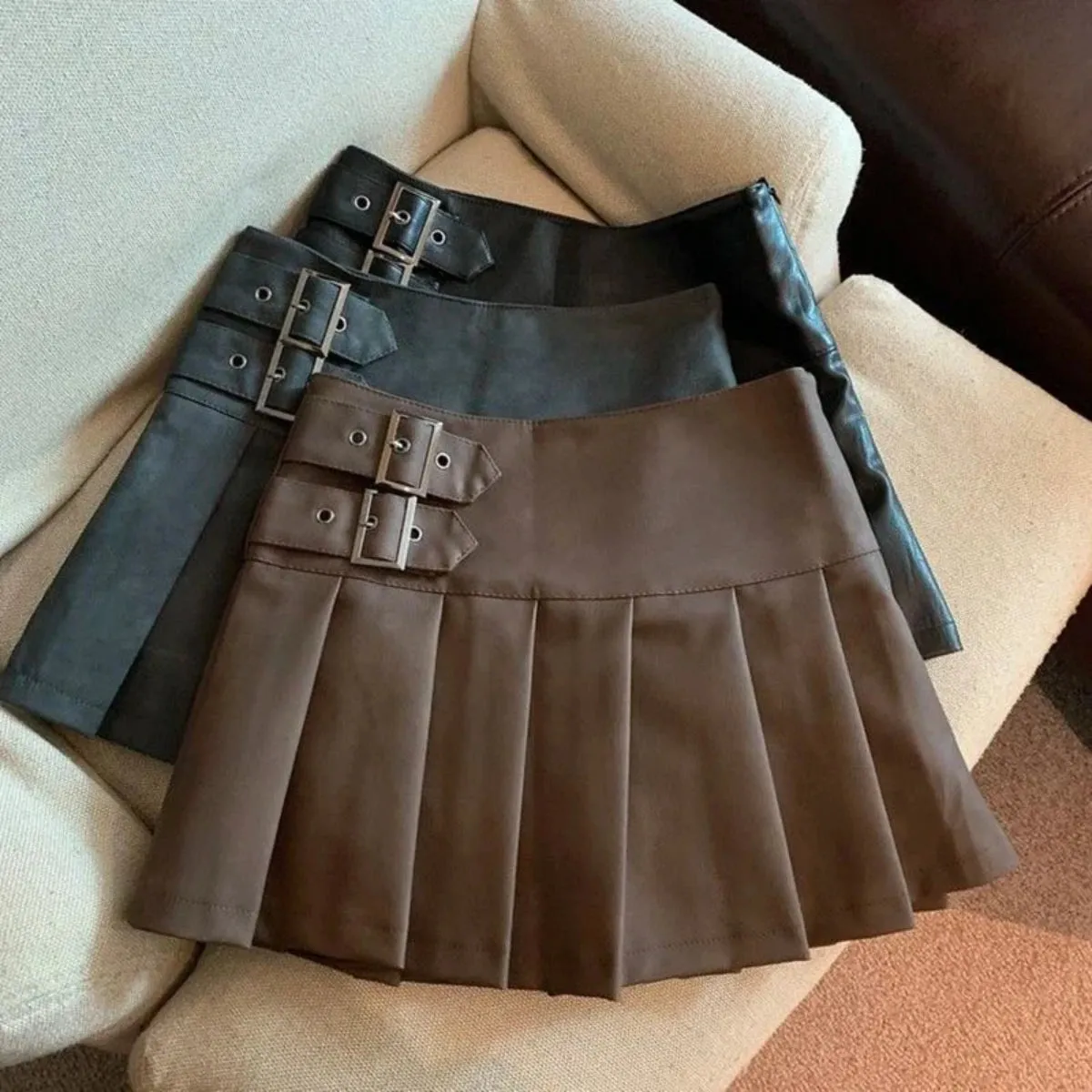 Alr™ Women's High-Waist Pleated Leather Mini Skirt