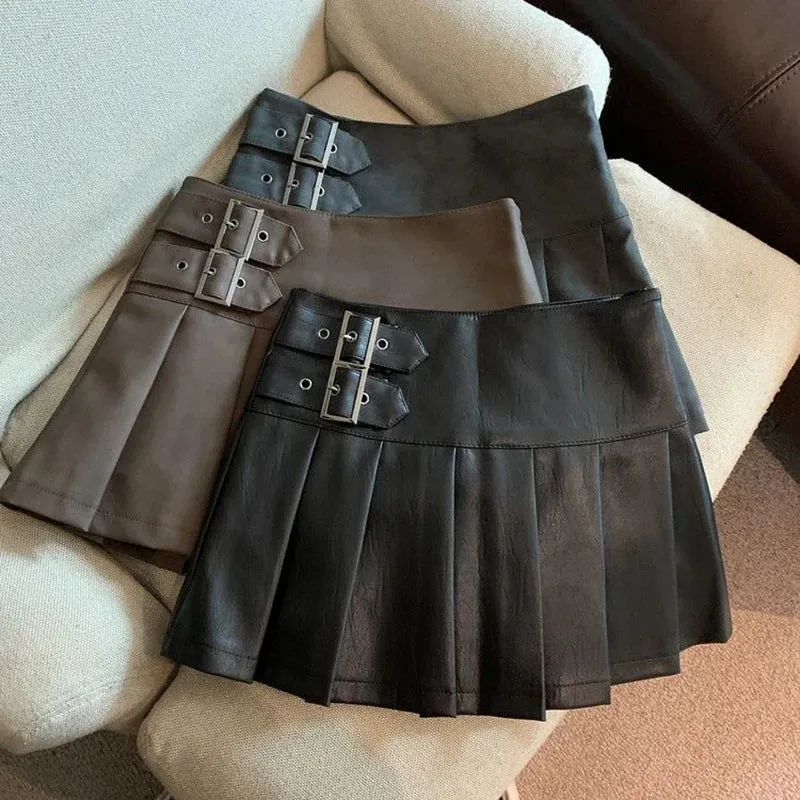 Alr™ Women's High-Waist Pleated Leather Mini Skirt