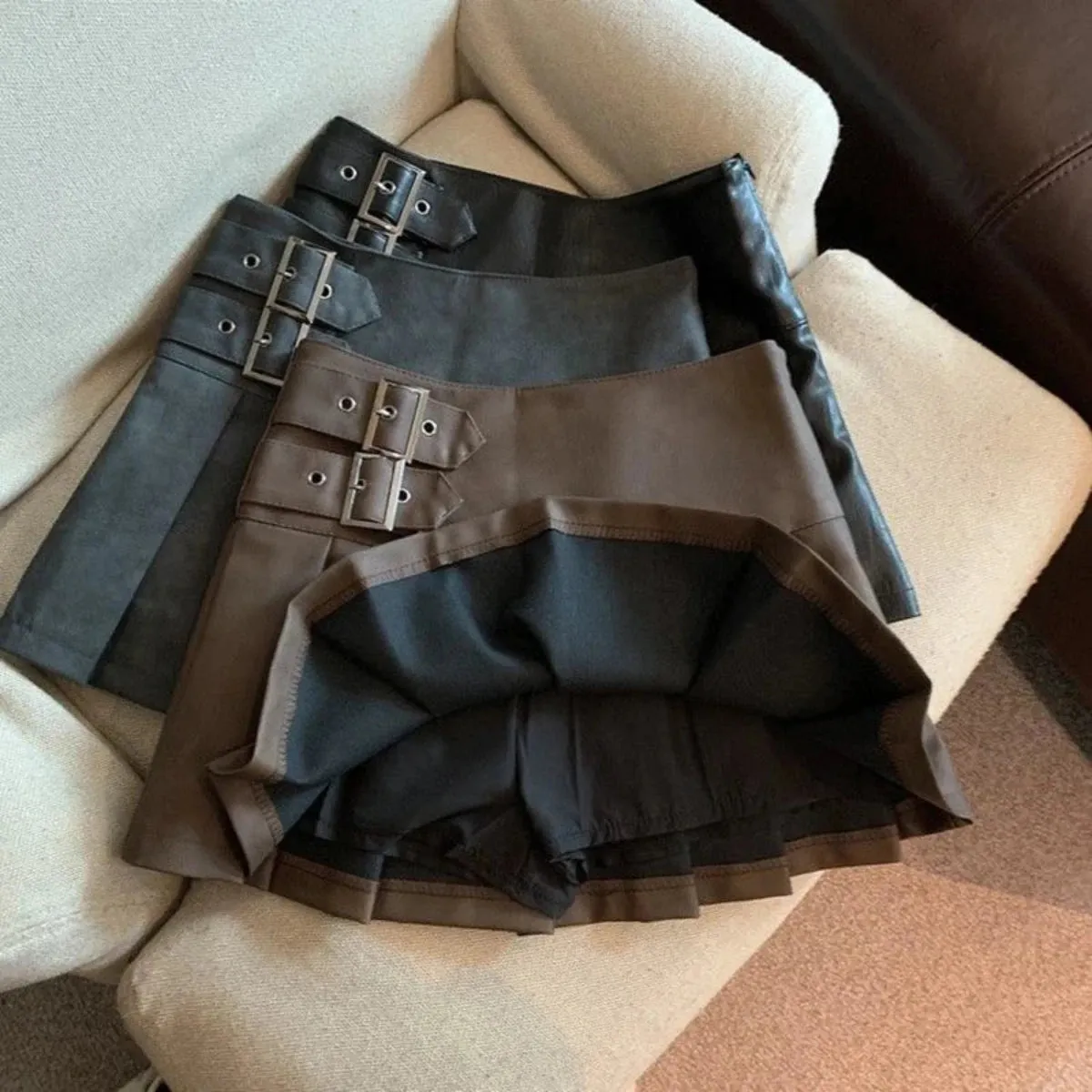 Alr™ Women's High-Waist Pleated Leather Mini Skirt