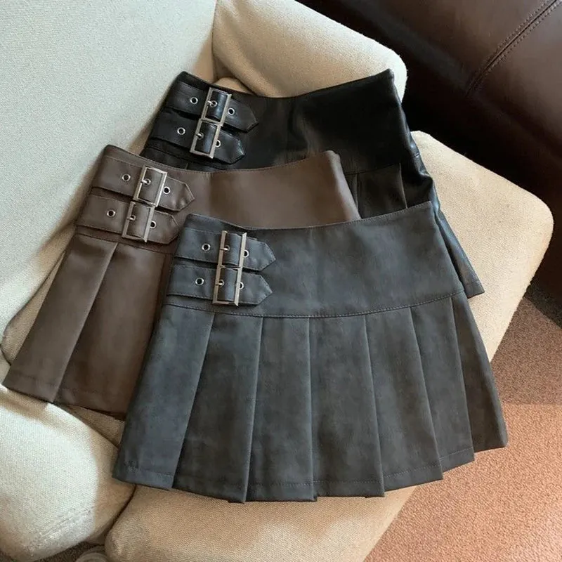 Alr™ Women's High-Waist Pleated Leather Mini Skirt