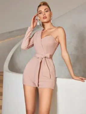 Asymmetrical Neck Knitted Jumpsuit