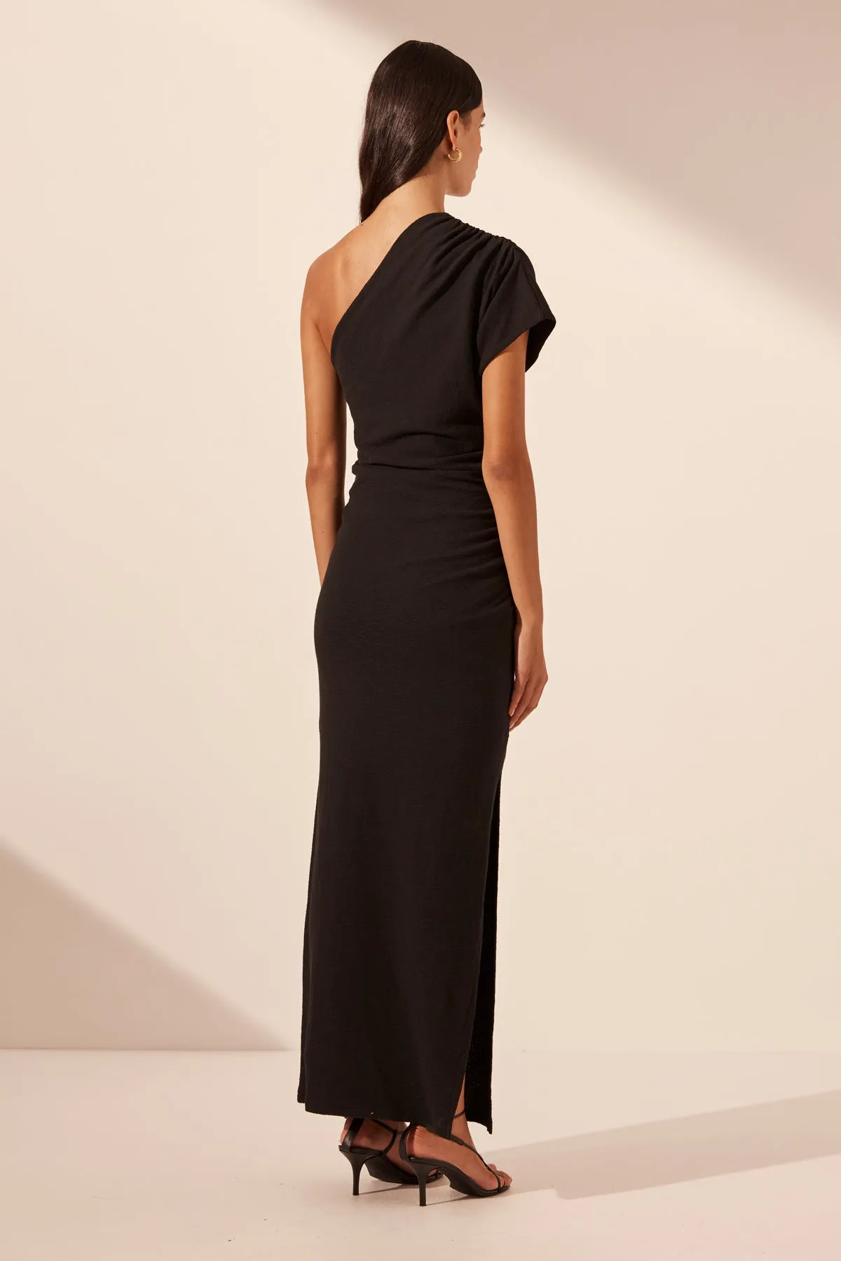BEAU ASYMMETRICAL MIDI DRESS - BLACK
