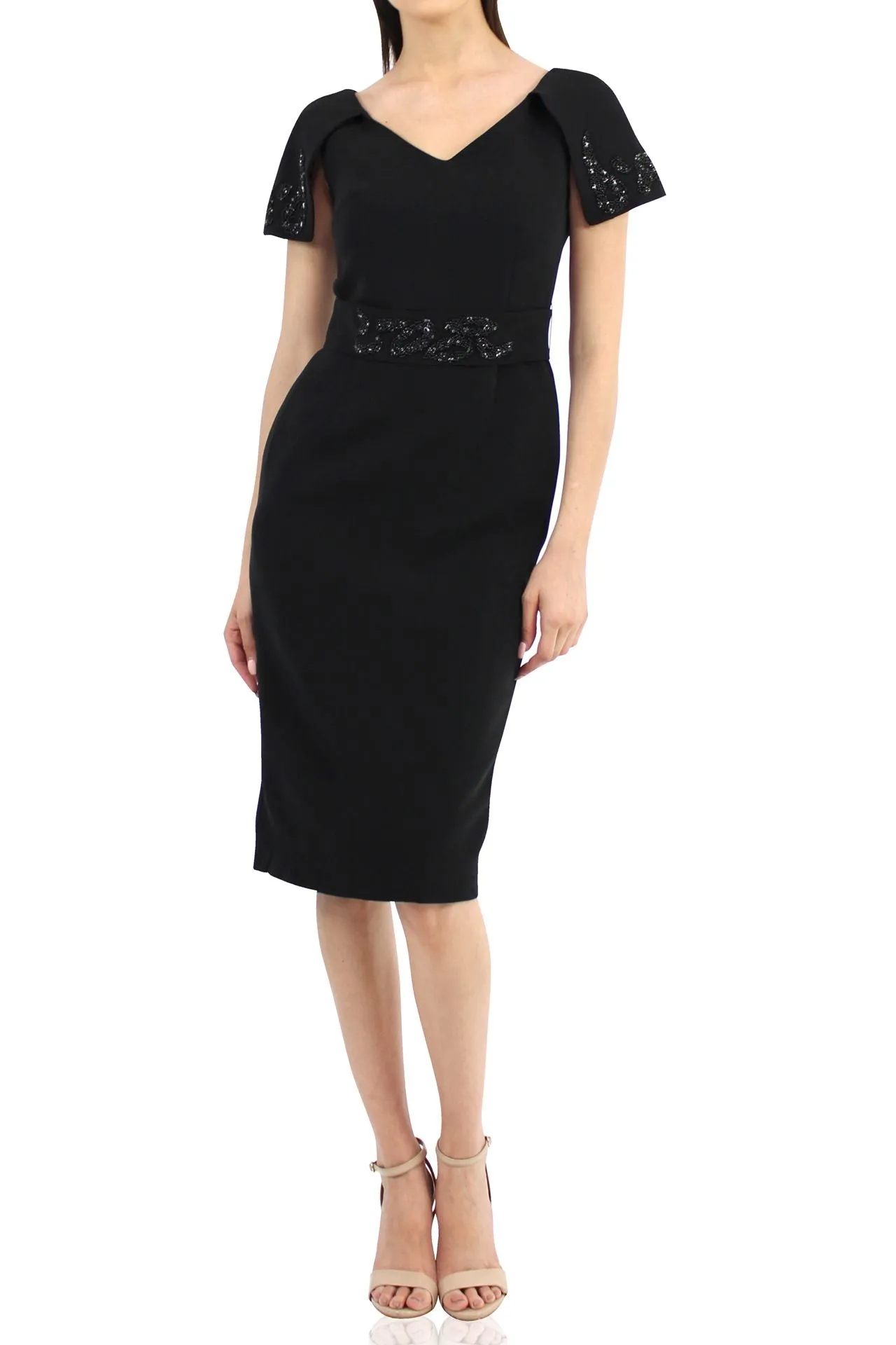 Black Sequin Midi Dress