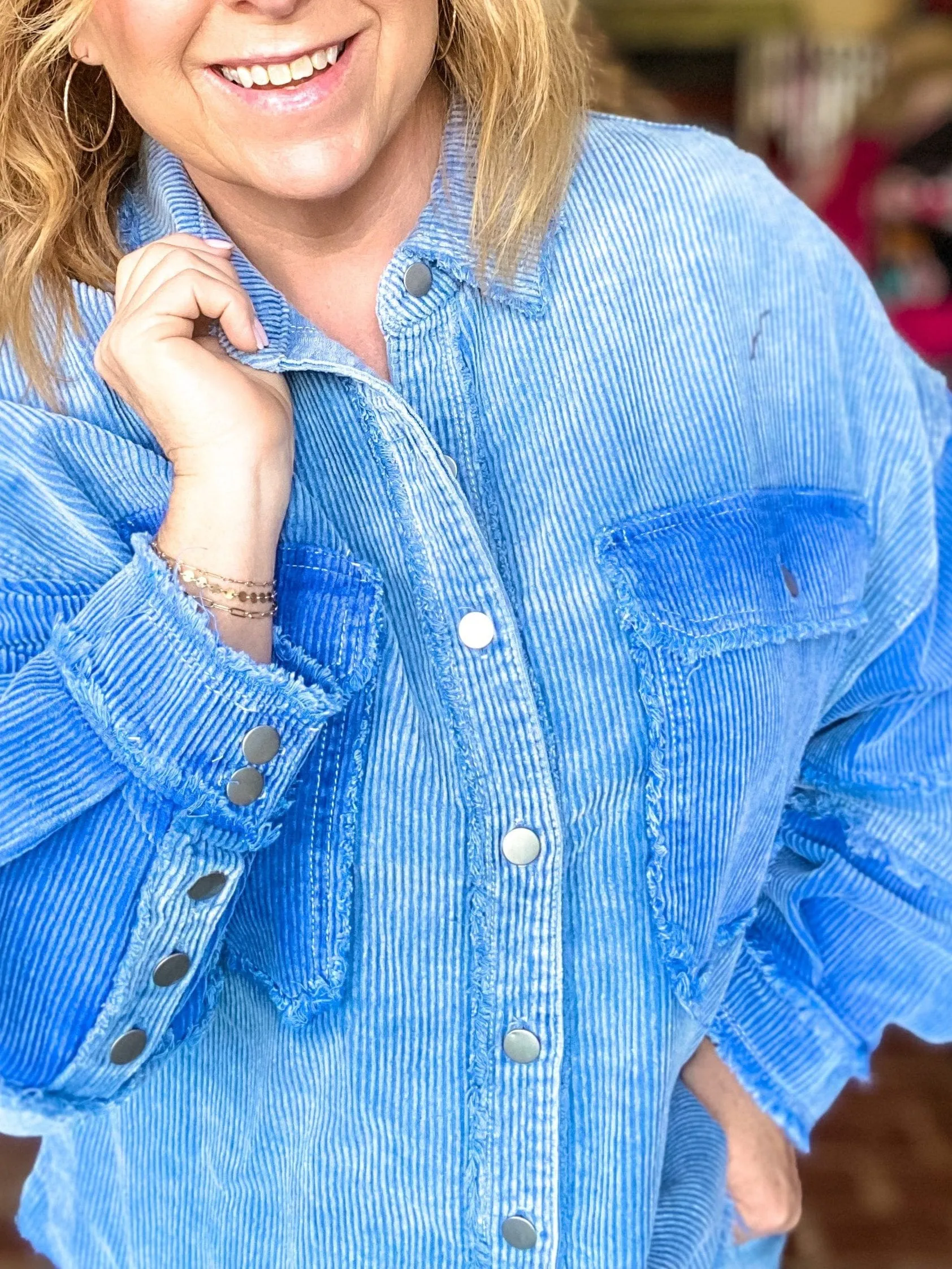 Blue Corded Shacket