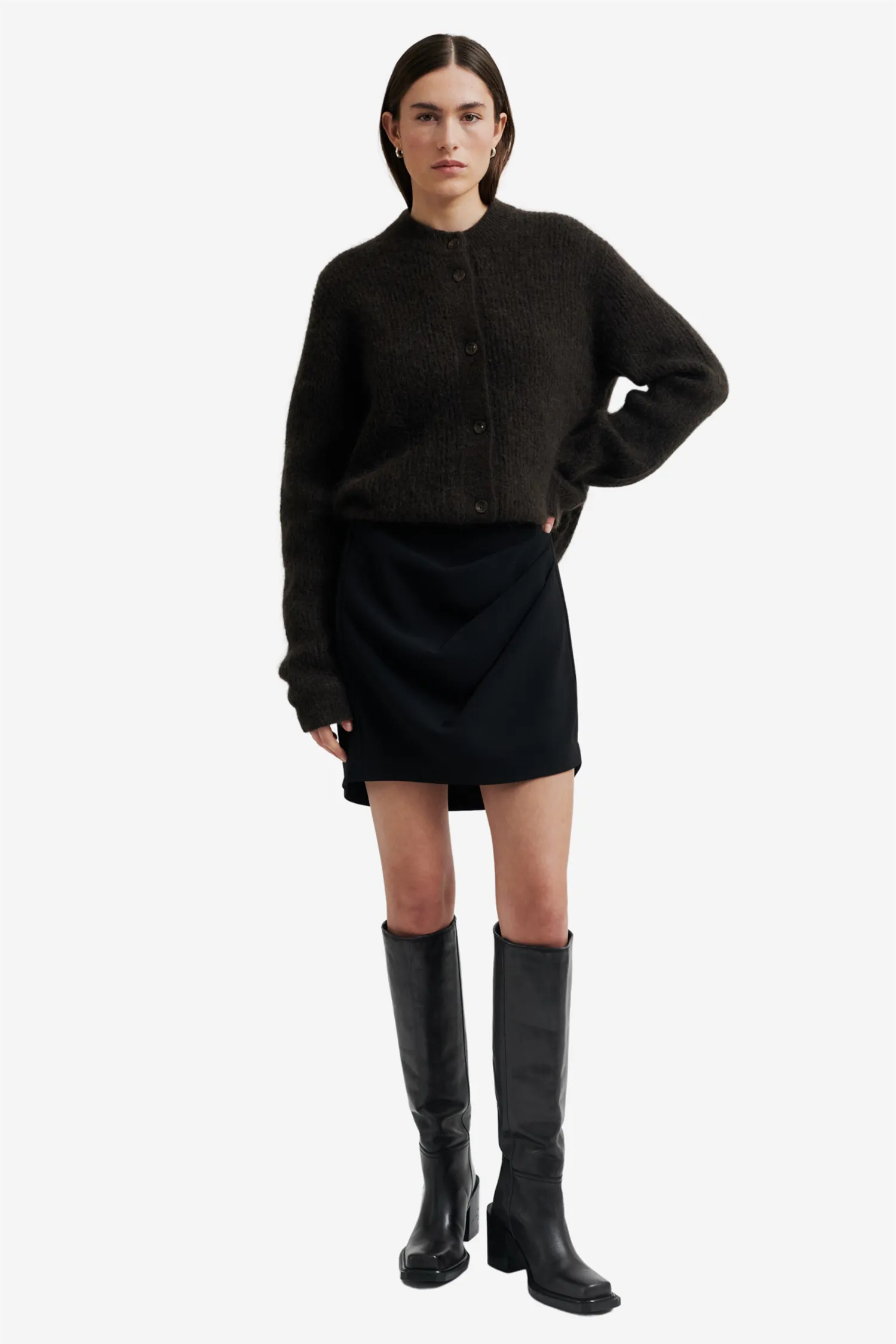 Brook Knit Rib Cardigan Mulch