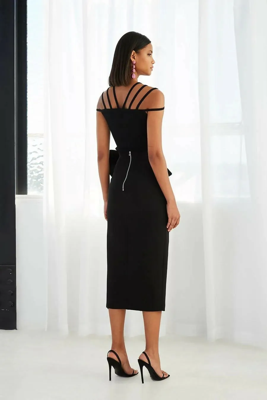 By Johnny Betina Bow Split Skirt Black Size 12