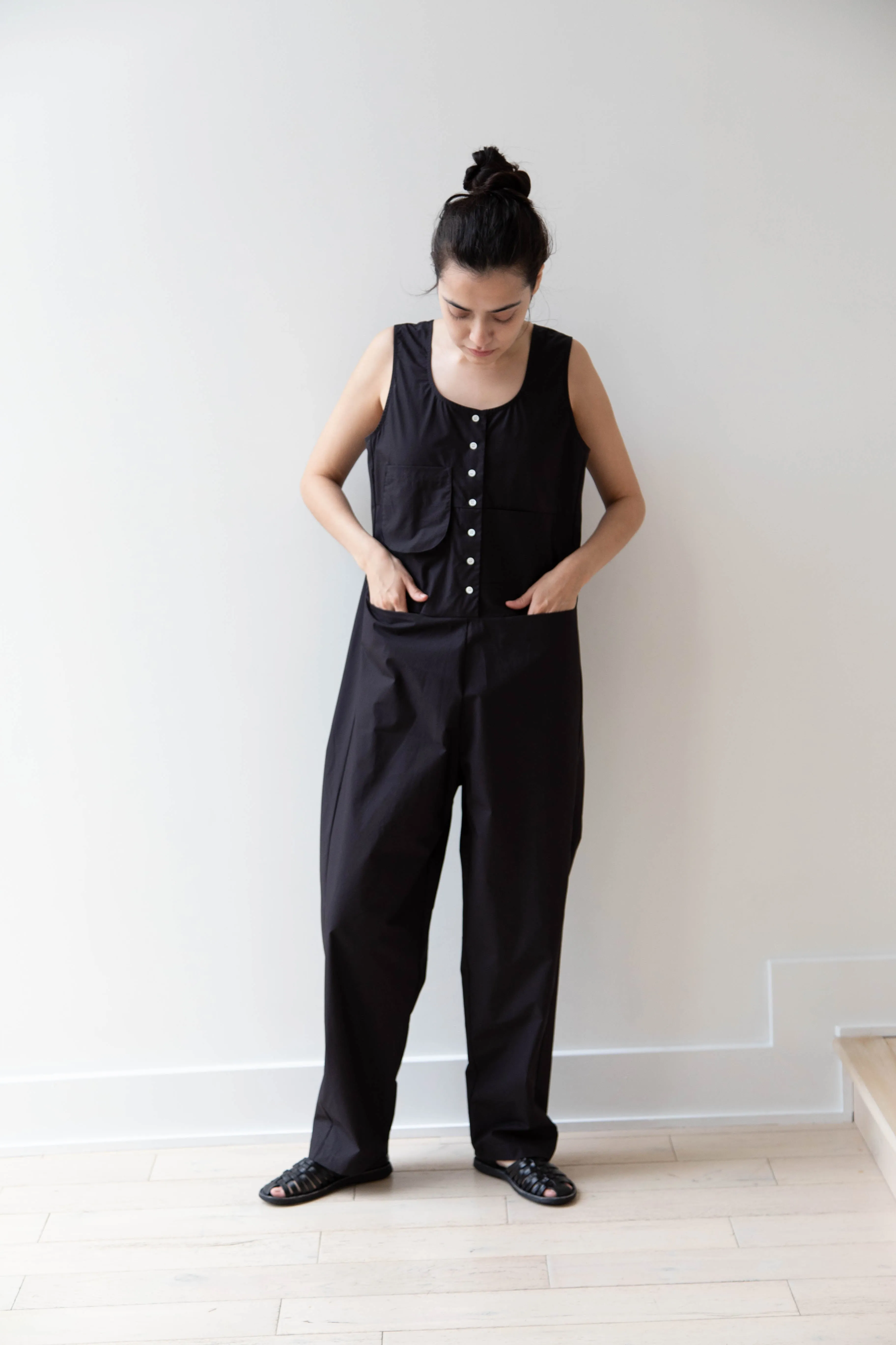 Caron Callahan | Adele Jumpsuit in Black Poplin