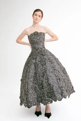 Chantilly Strapless Floral A-line Midi Dress