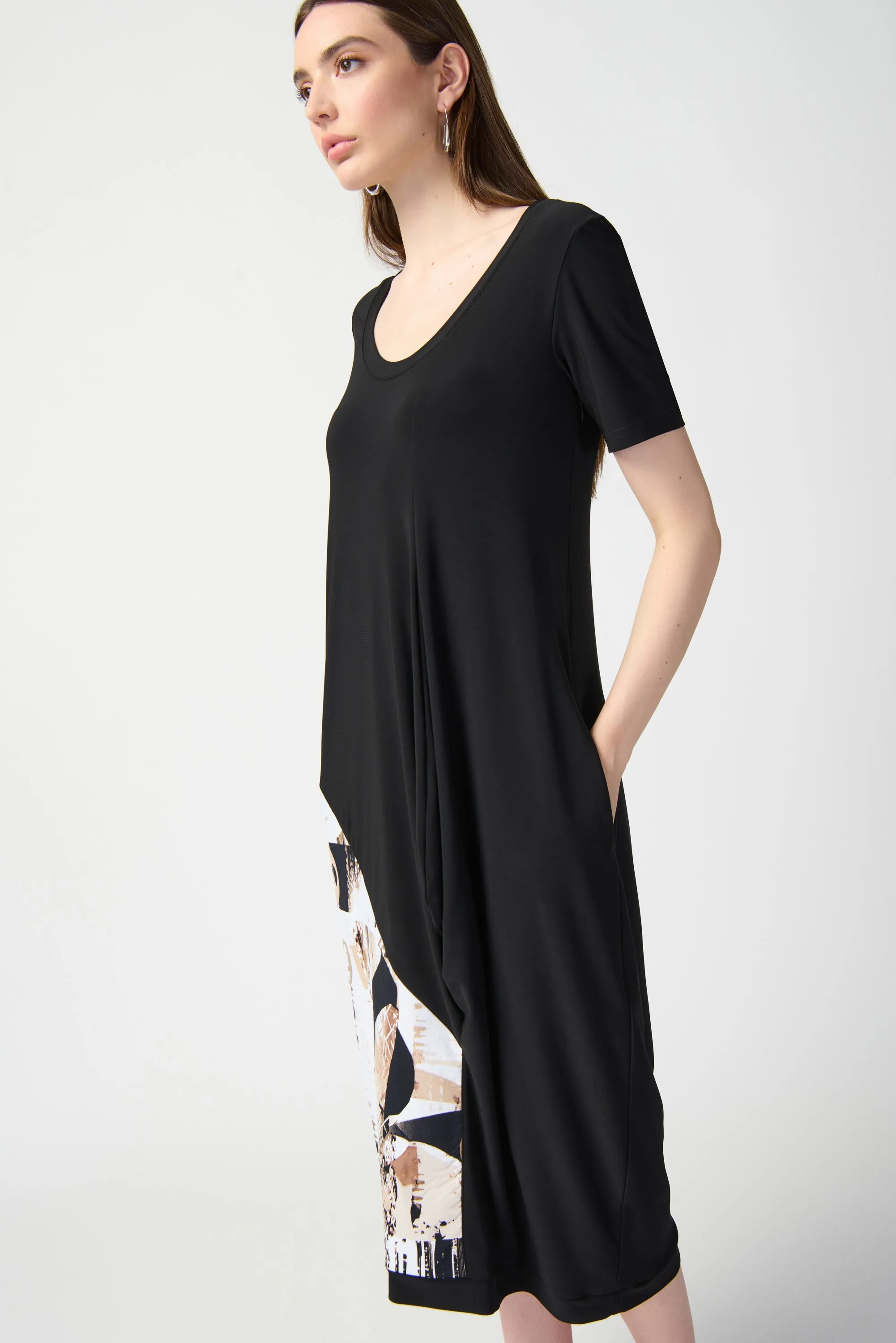 COCOON DRESS WITH PATCHWORK PRINT