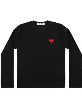 Comme Des Garçons Play - T-shirt Long Sleeves Black/ Red Heart Logo AZ-T118
