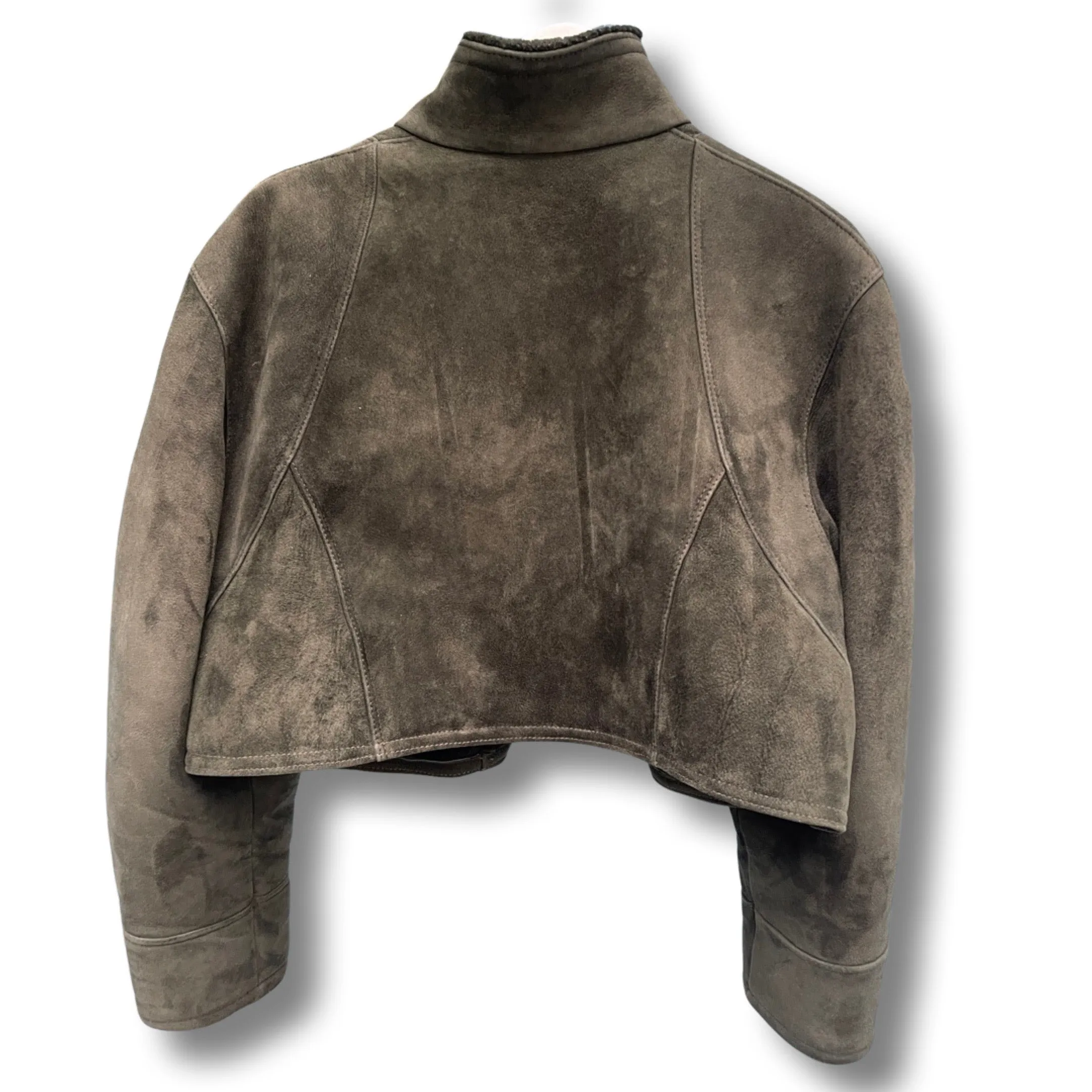 Cropped pine green lammy jacket.