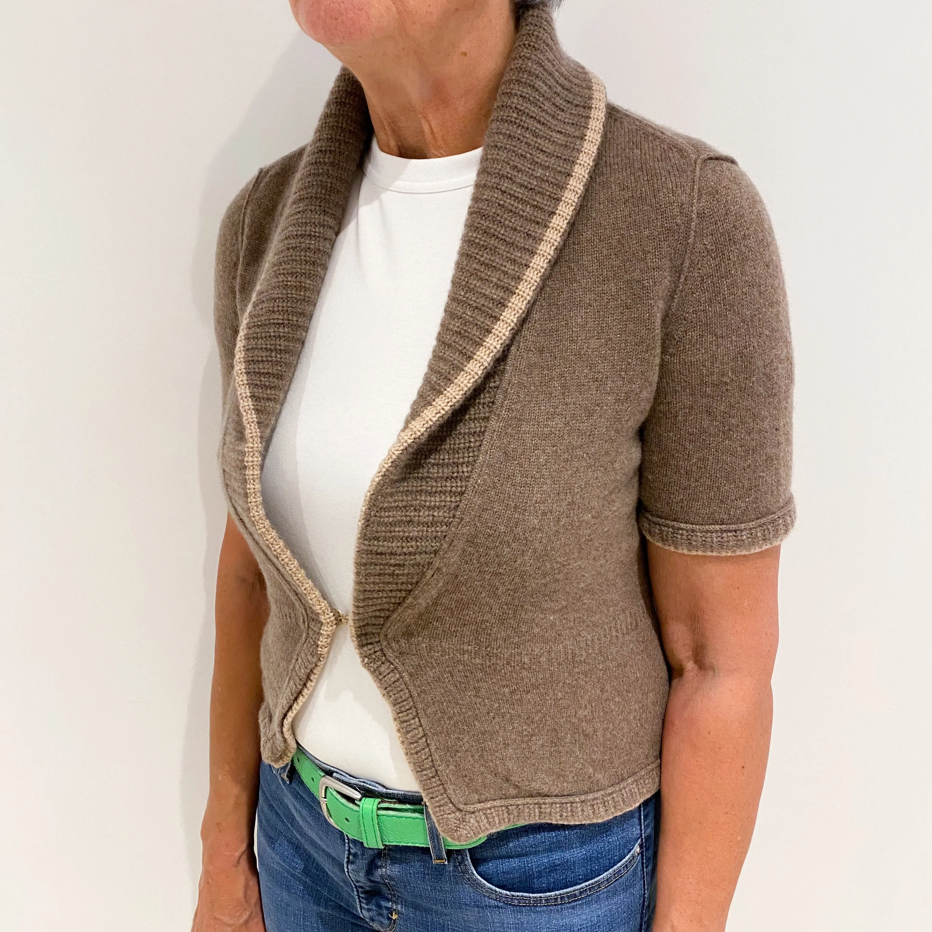 Donkey Brown Cashmere Short Sleeved Cardigan Medium