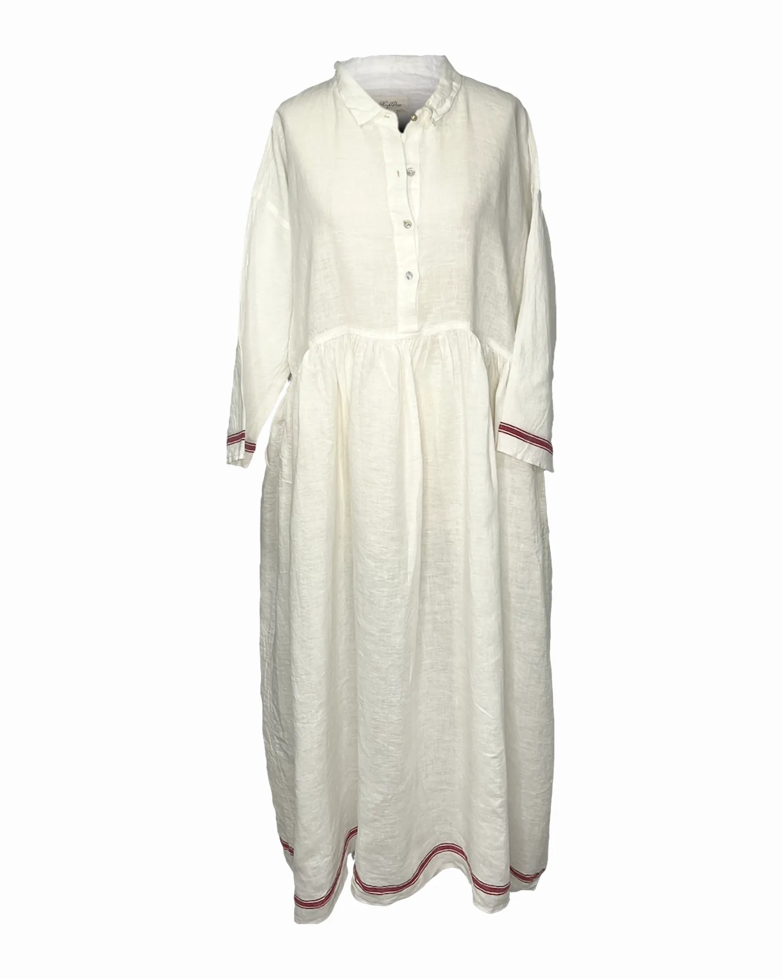 Edith French Linen Red Stripe Dress