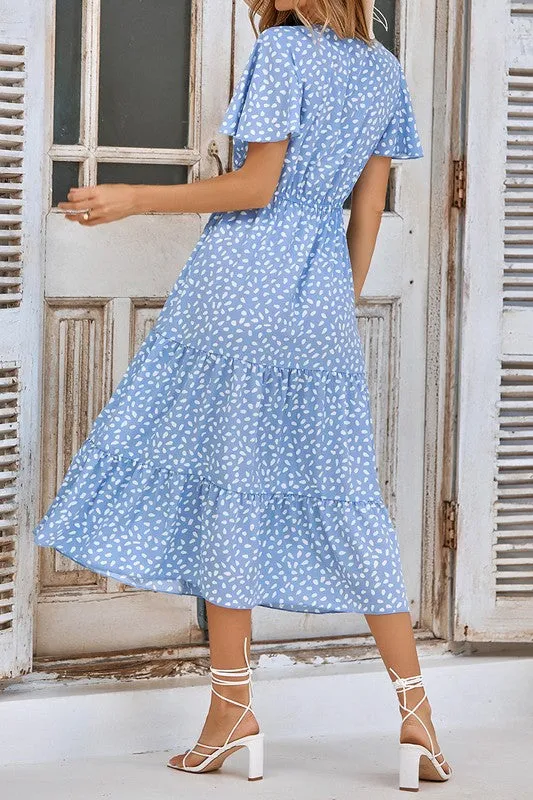 Fluttering Dots Tiered Dress