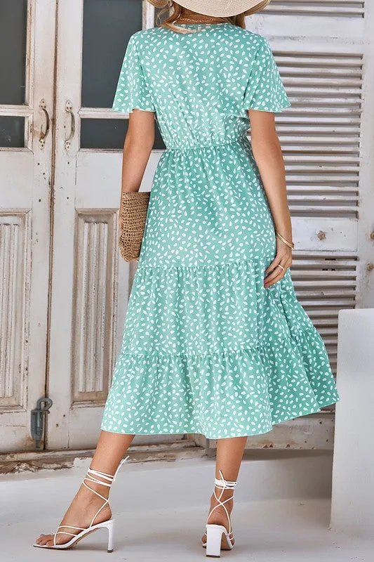 Fluttering Dots Tiered Dress