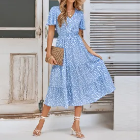 Fluttering Dots Tiered Dress