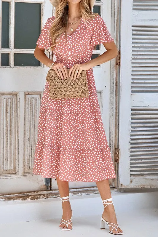 Fluttering Dots Tiered Dress