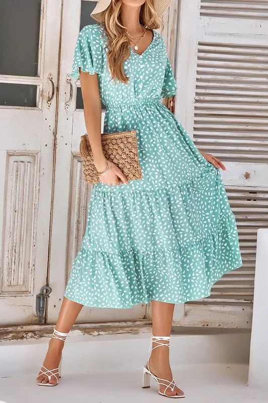 Fluttering Dots Tiered Dress
