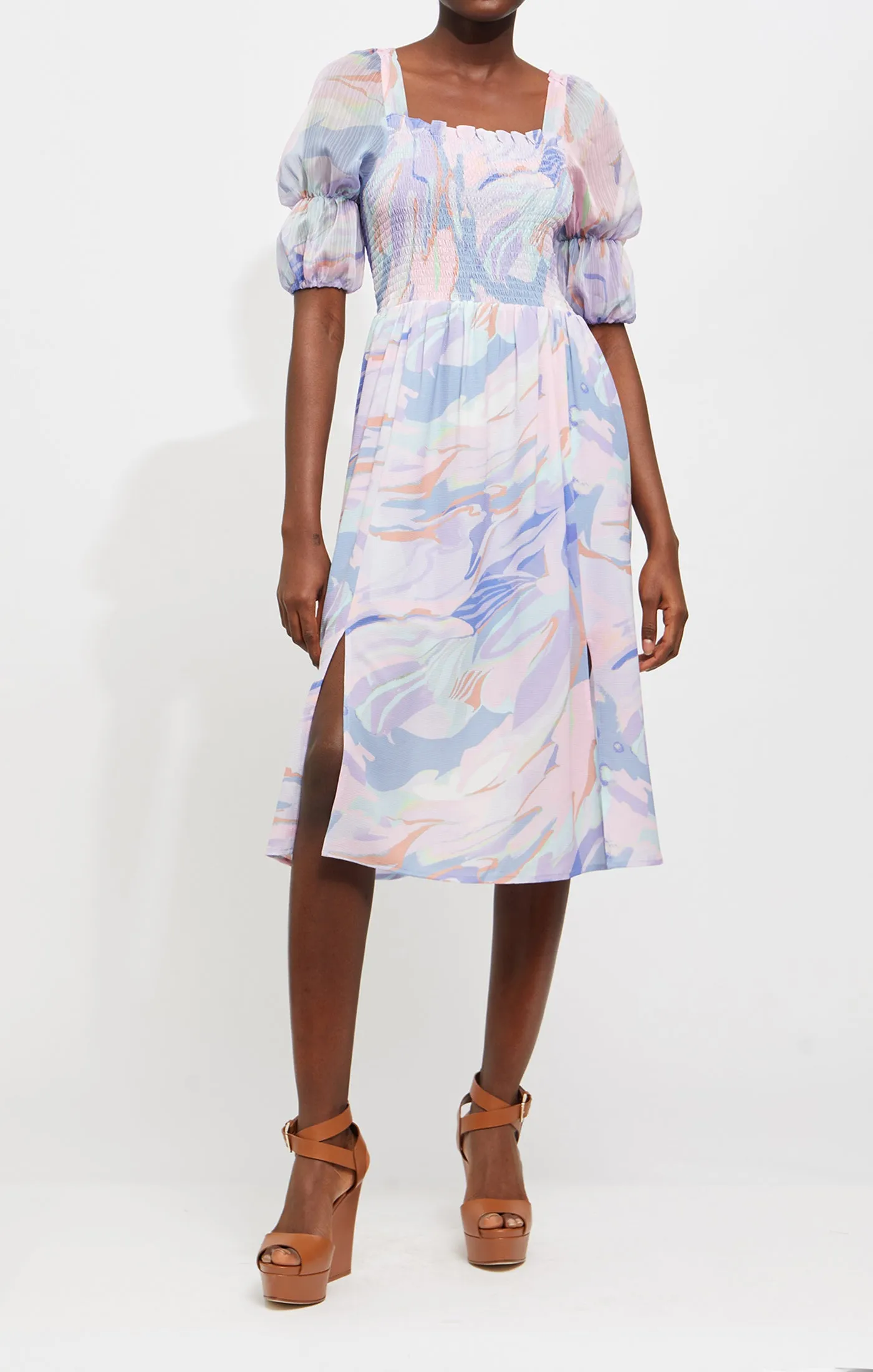 French Connection DALLA VERONA SMOCKED MIDI DRESS 71UCR