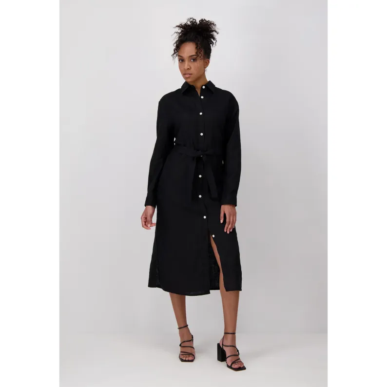 Fynch-Hatton LINEN SHIRT DRESS WITH BELT Black 20332053