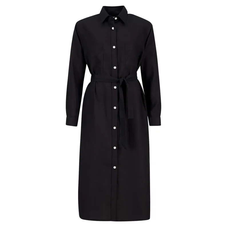 Fynch-Hatton LINEN SHIRT DRESS WITH BELT Black 20332053