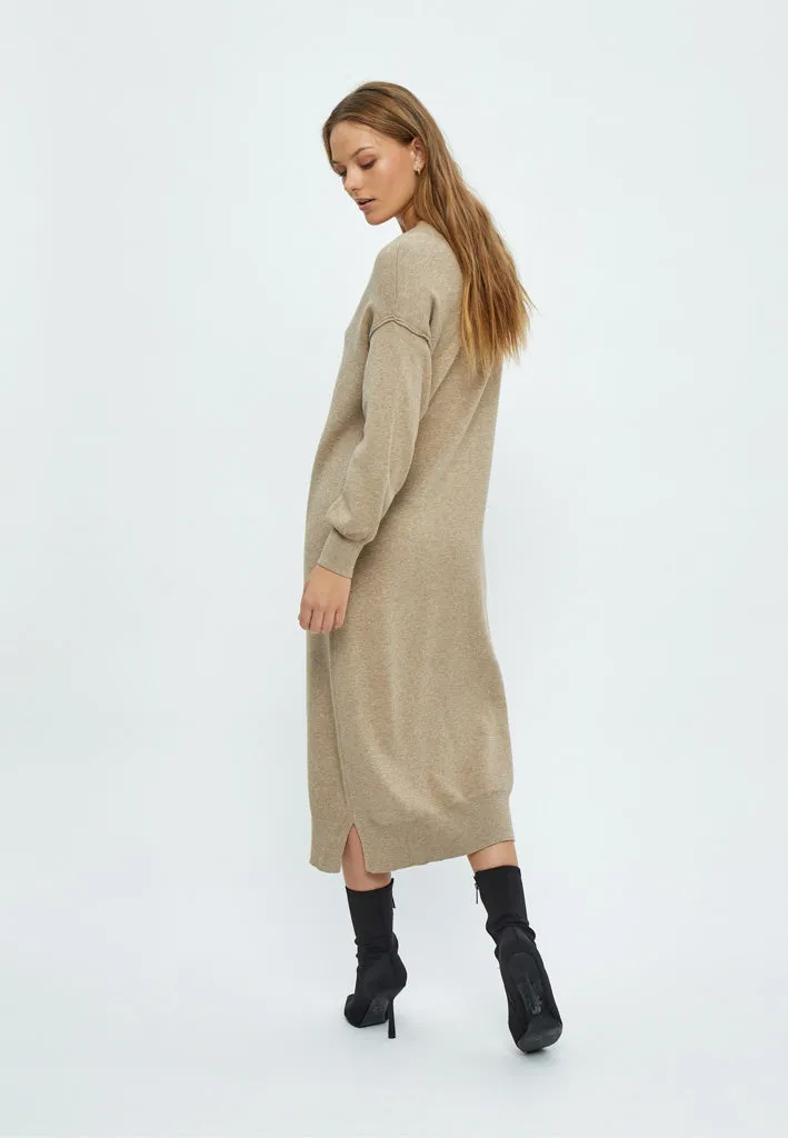 Gabi V-Neck Long Sleeve Midi Dress - Tuffet Melange