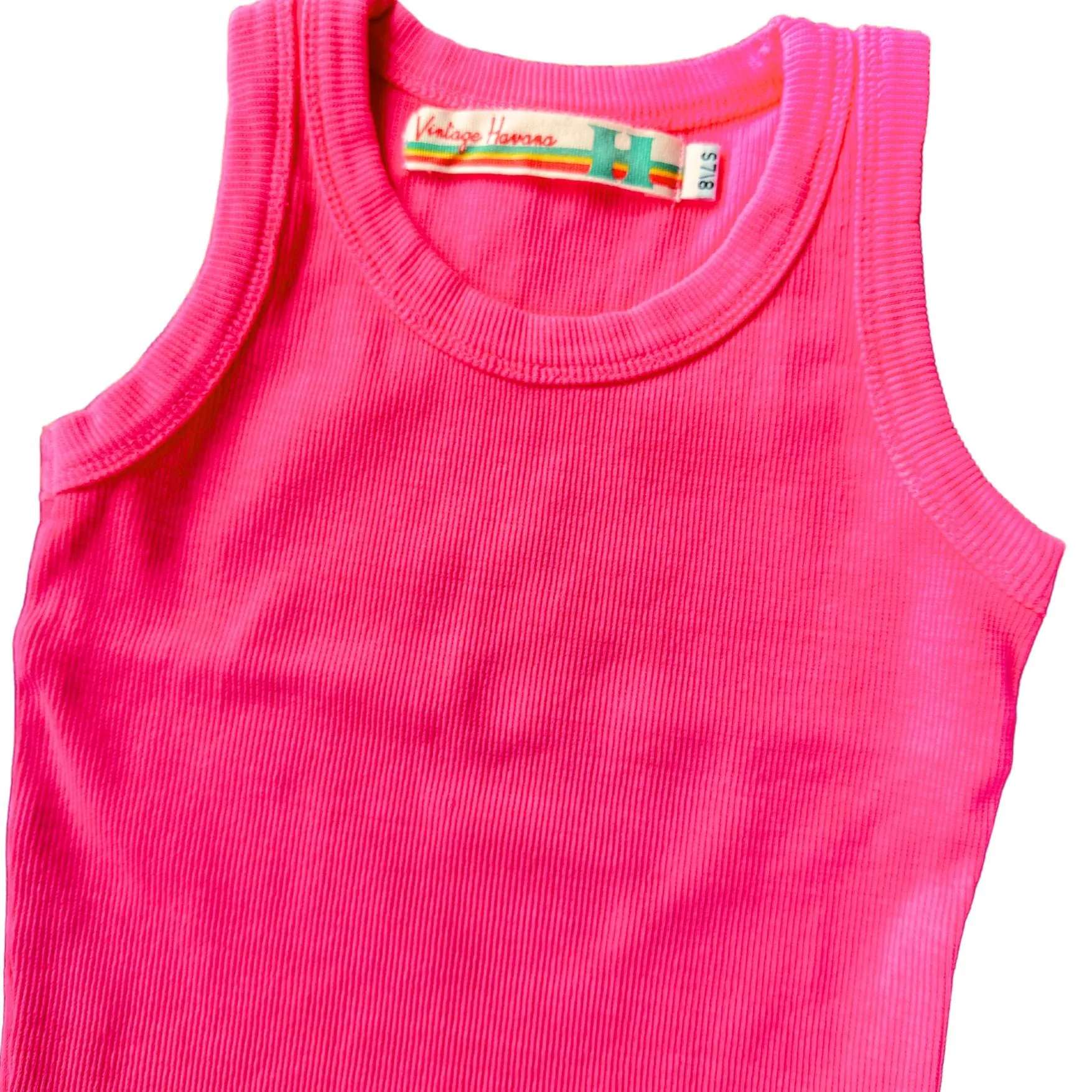 Girls Pink Ribbed Tank