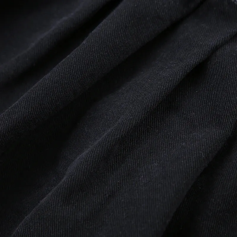 Gothic Mesh Patchwork Denim Pleated Skirt