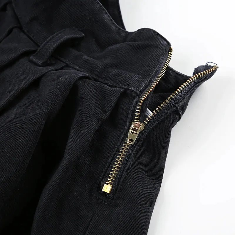 Gothic Mesh Patchwork Denim Pleated Skirt