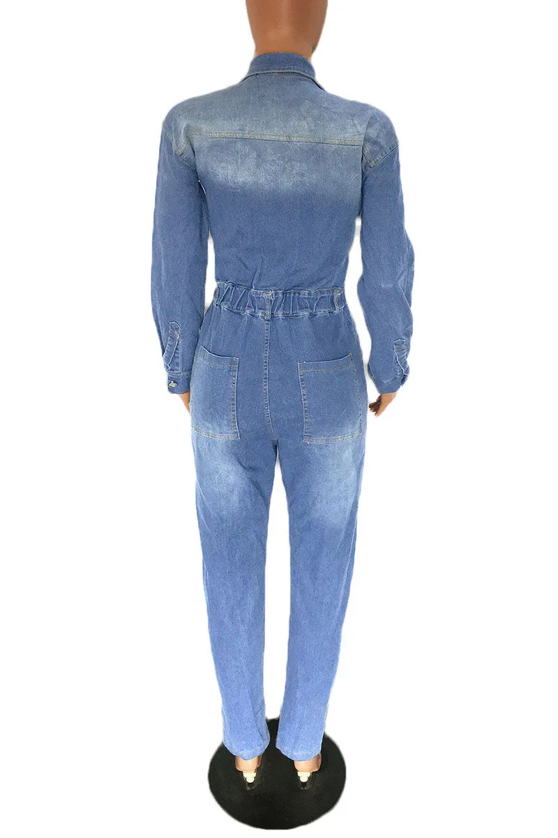 JG679 Denim Pocket Jumpsuit