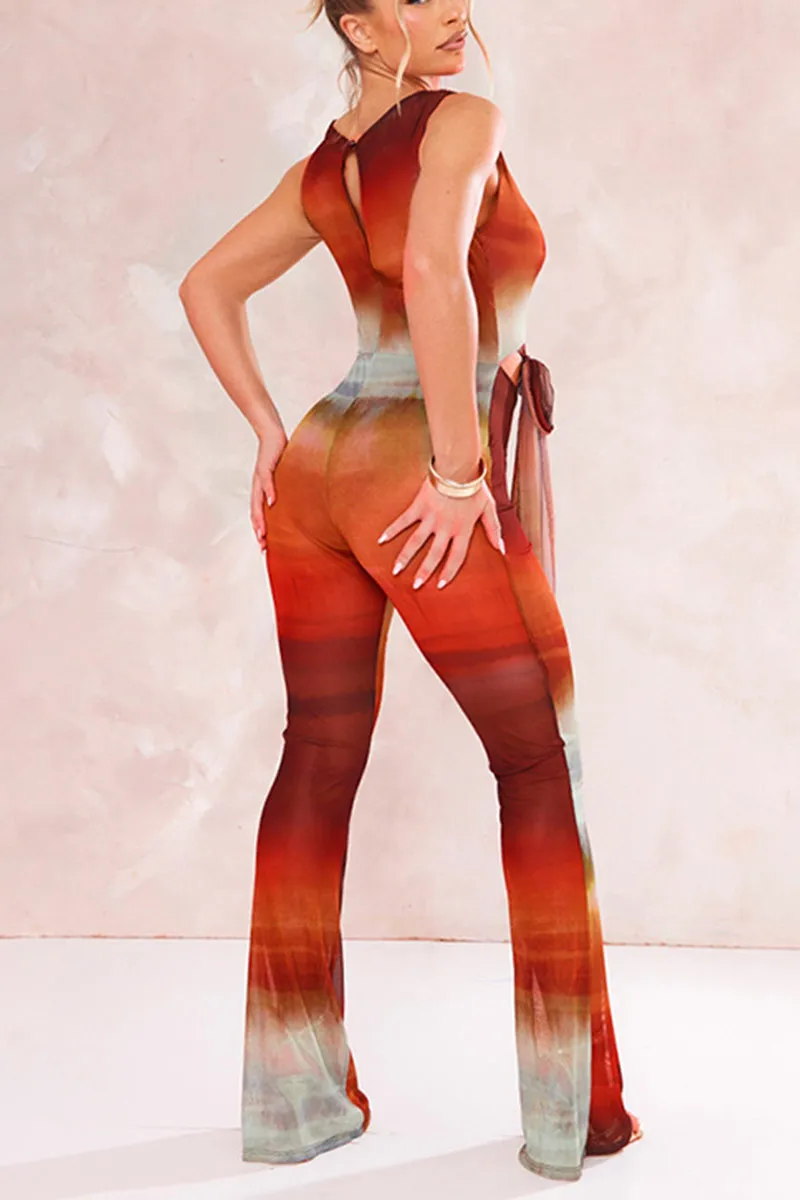 JH739 See-Through Graphic Jumpsuit
