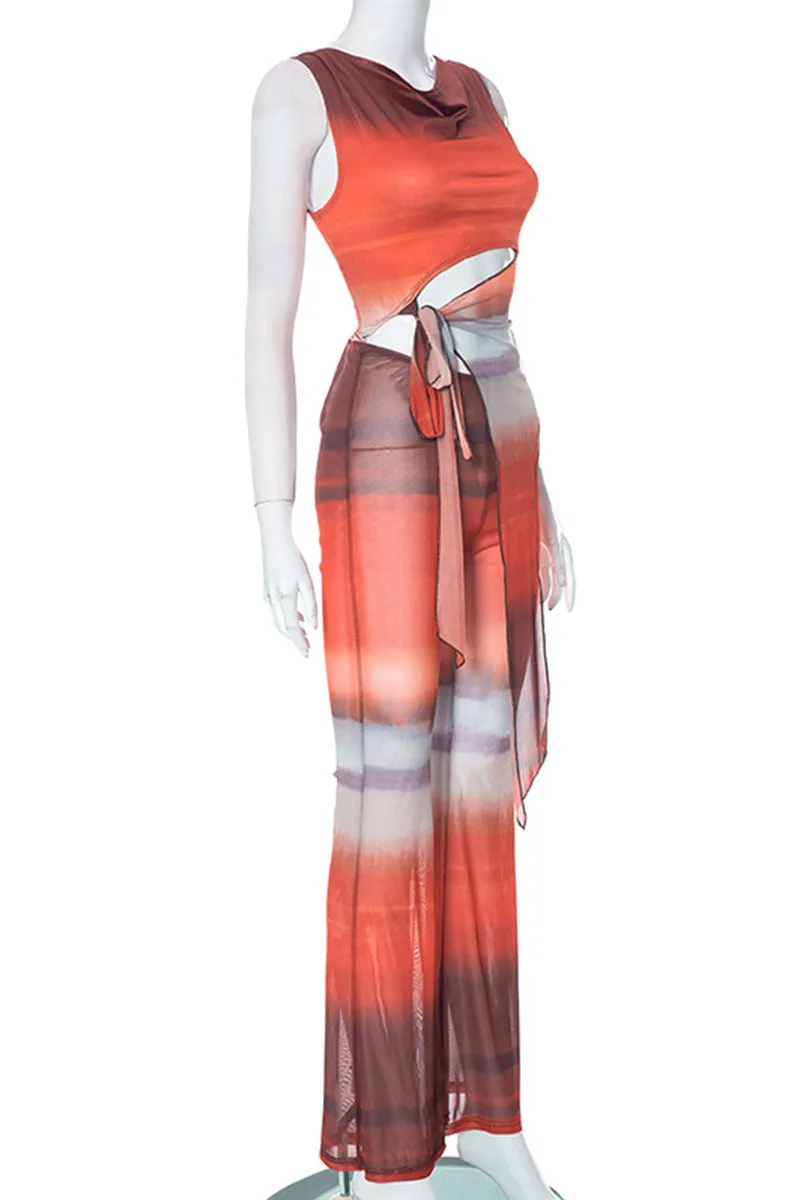 JH739 See-Through Graphic Jumpsuit