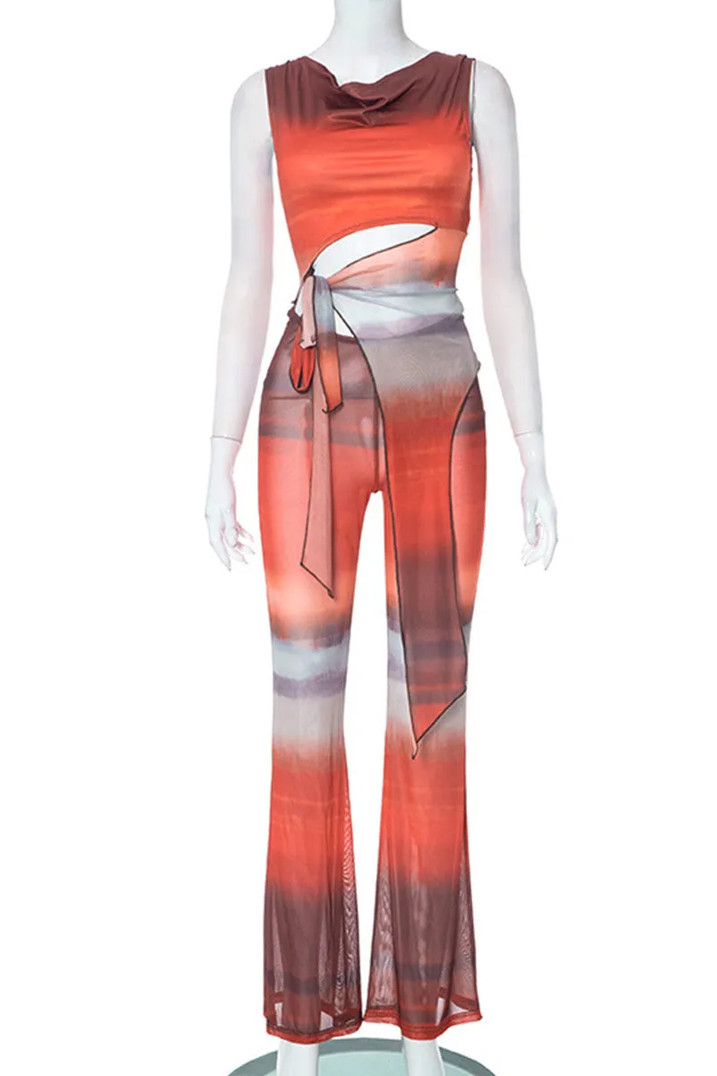 JH739 See-Through Graphic Jumpsuit