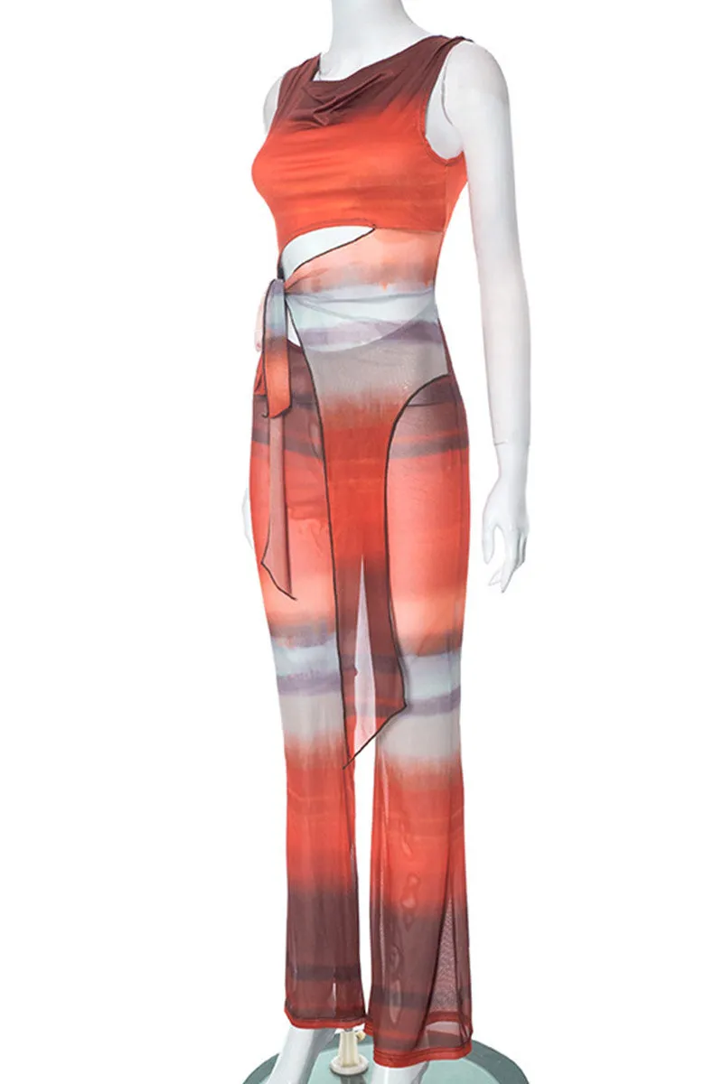 JH739 See-Through Graphic Jumpsuit