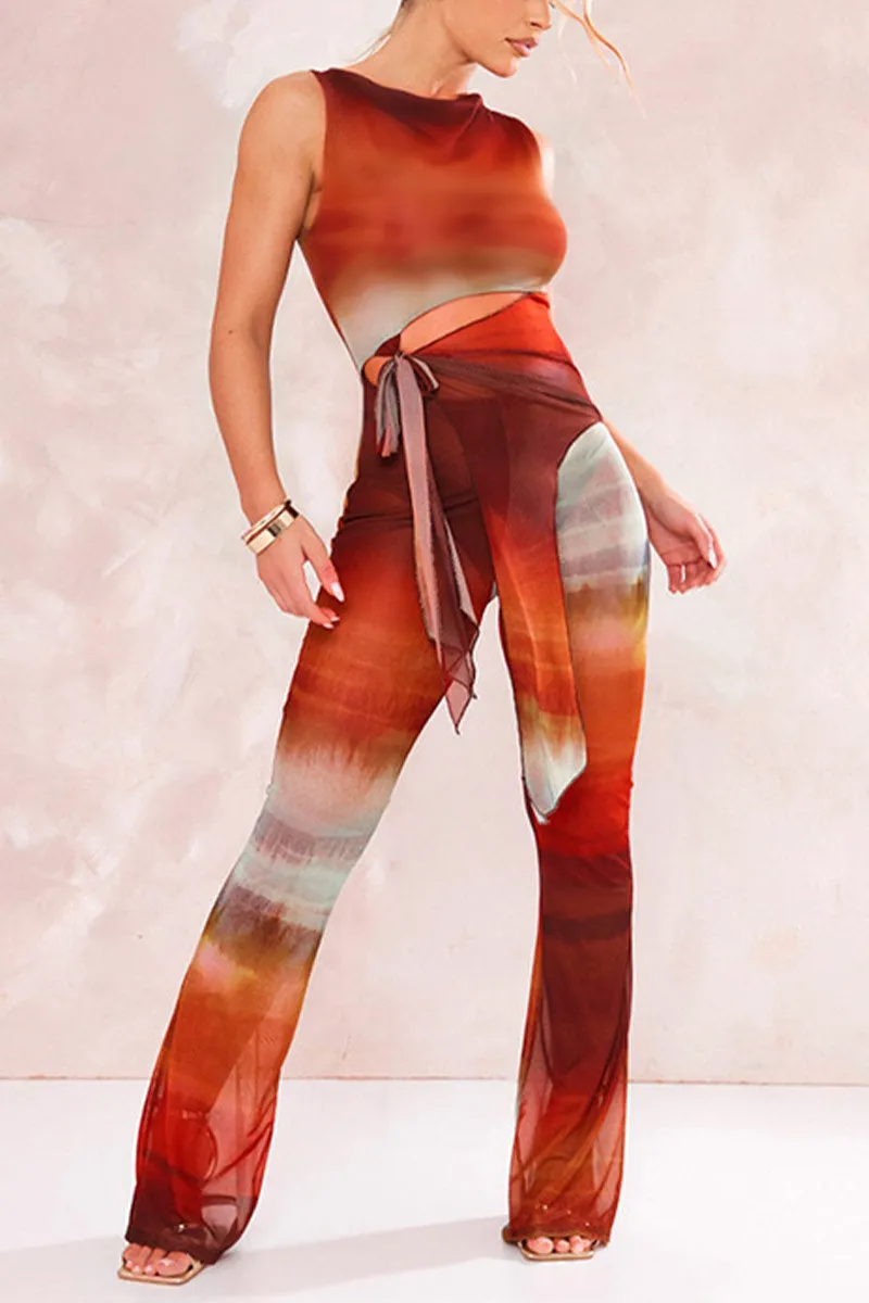 JH739 See-Through Graphic Jumpsuit