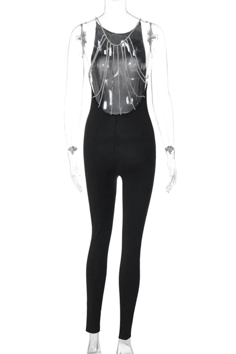 JM0385 Rhinestones Chains Jumpsuits