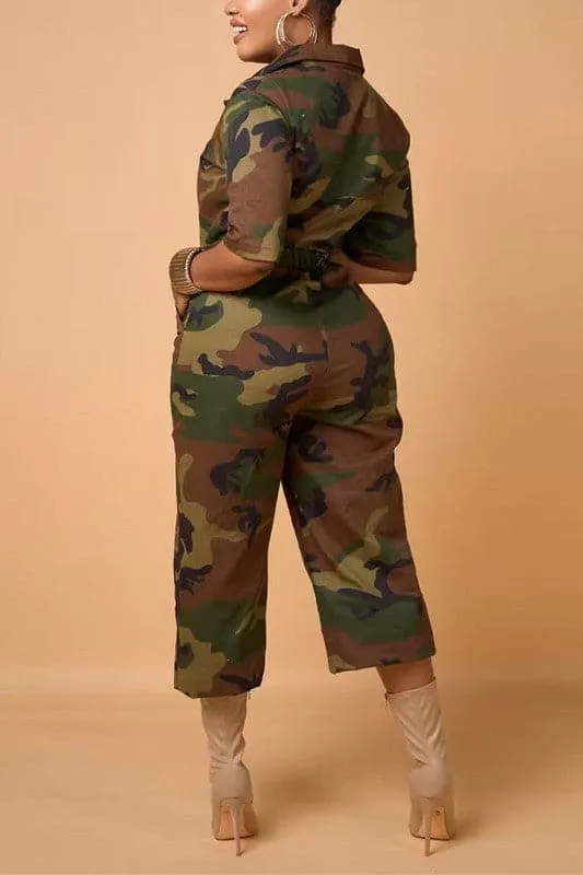 JZ480 Camo Collared Jumpsuits