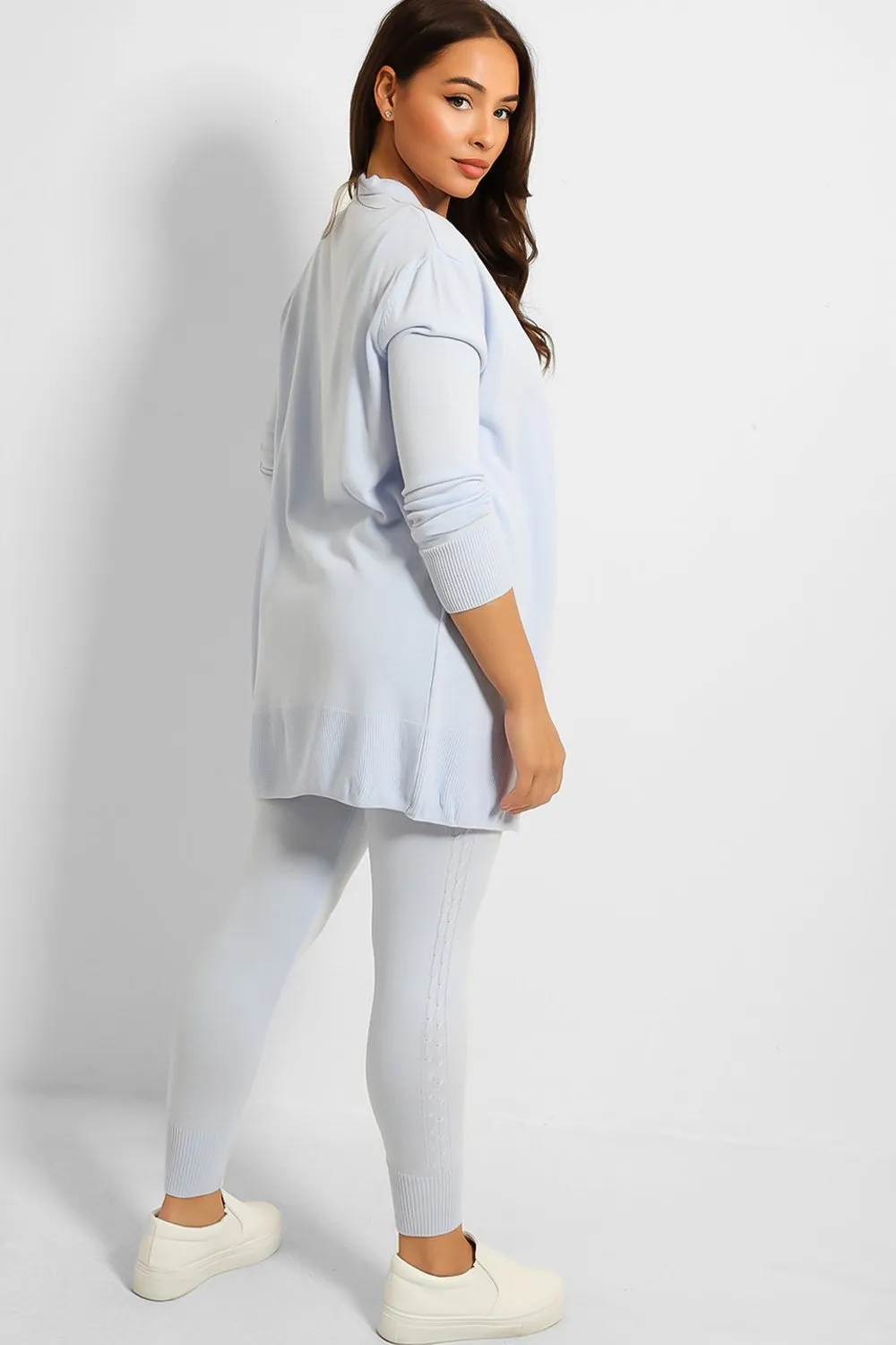 KNIT CARDIGAN TOP & LEGGINGS 3 PIECE LILAC LOUNGE SET
