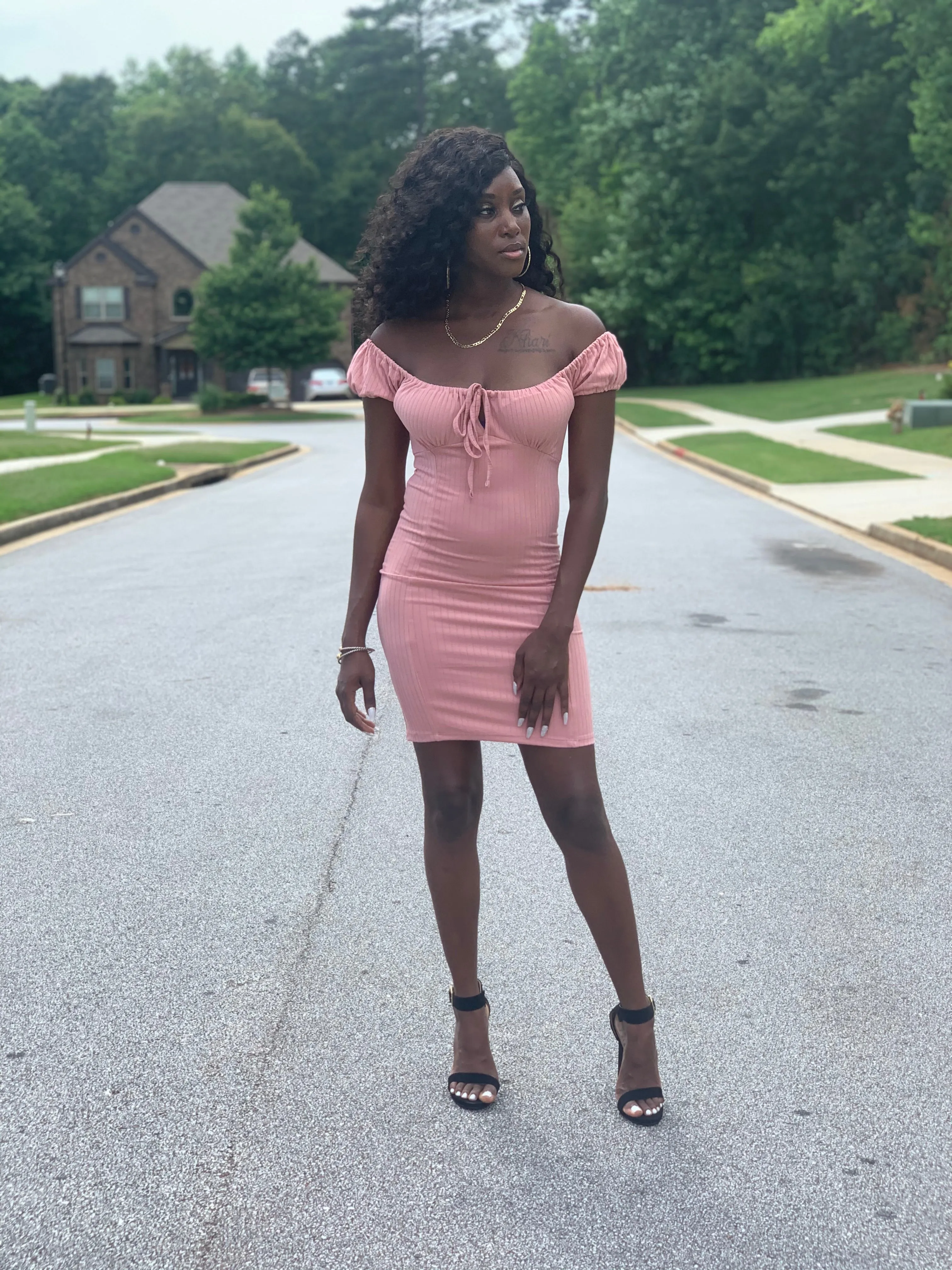 Leah Off-Shoulder Dress | Mauve - FINAL SALE