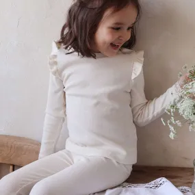 Long-Sleeve Flutter Ribbed Tee for Girls