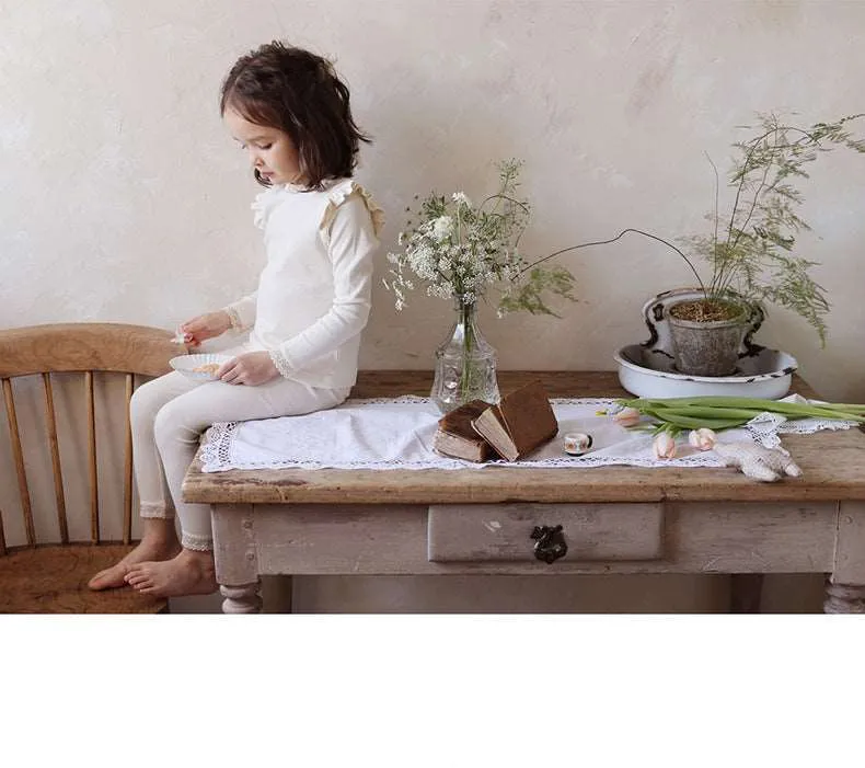 Long-Sleeve Flutter Ribbed Tee for Girls