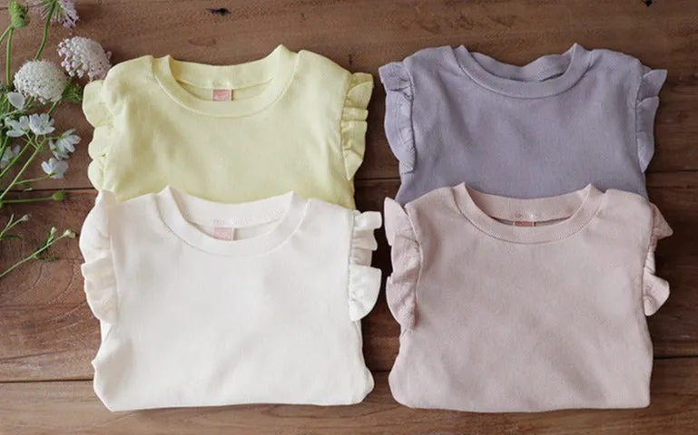 Long-Sleeve Flutter Ribbed Tee for Girls